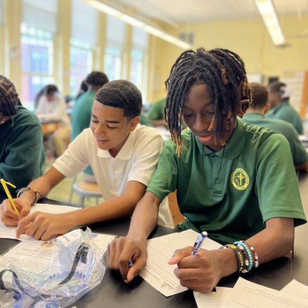 Two Cathedral students in class